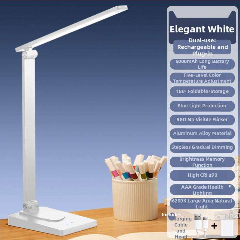 Λάμπα γραφείου LED με προστασία ματιών, κράμα αλουμινίου, τροφοδοσία USB, αφής, νυχτερινό φως, κατάλληλη για εστίες φοιτητών και υπνοδωμάτια