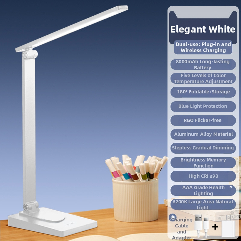 Λάμπα γραφείου LED με προστασία ματιών, κράμα αλουμινίου, τροφοδοσία USB, αφής, νυχτερινό φως, κατάλληλη για εστίες φοιτητών και υπνοδωμάτια