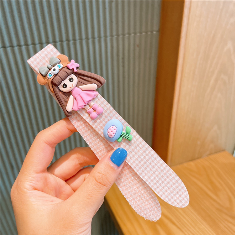 Детски карикатурен аксесоар за глава, ръчна изработка, с магическа лепяща лента за фиксиране на чубките.