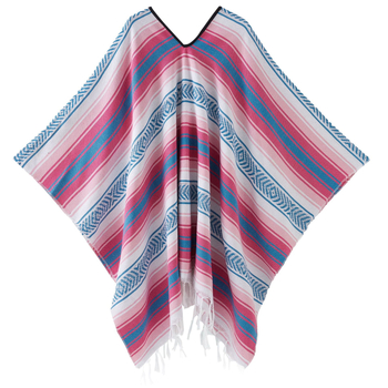 Șal mexican geometric cu ciucuri – țesut, poliester, 800–999 g, model cu dungi, personalizare disponibilă, Clasa I