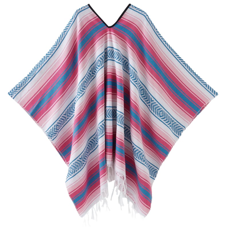 Șal mexican geometric cu ciucuri – țesut, poliester, 800–999 g, model cu dungi, personalizare disponibilă, Clasa I