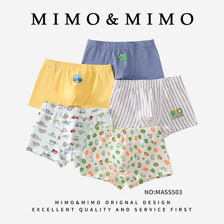 Chiloți pentru copii boxer din bumbac, 95% bumbac / 5% elastan, siguranță Clasa A, pentru băieți 3–8 ani (100–140 cm), 3D fără cusături, ambalare în cutie