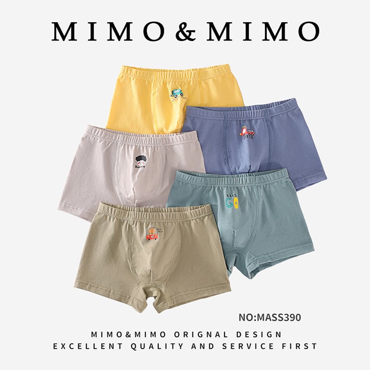 Chiloți pentru copii boxer din bumbac, 95% bumbac / 5% elastan, siguranță Clasa A, pentru băieți 3–8 ani (100–140 cm), 3D fără cusături, ambalare în cutie