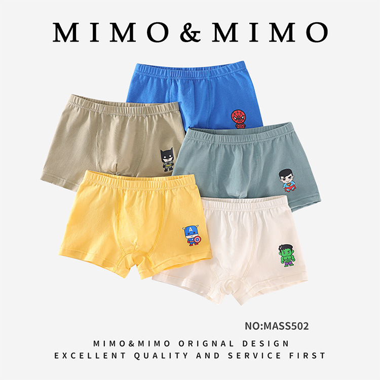 Chiloți pentru copii boxer din bumbac, 95% bumbac / 5% elastan, siguranță Clasa A, pentru băieți 3–8 ani (100–140 cm), 3D fără cusături, ambalare în cutie