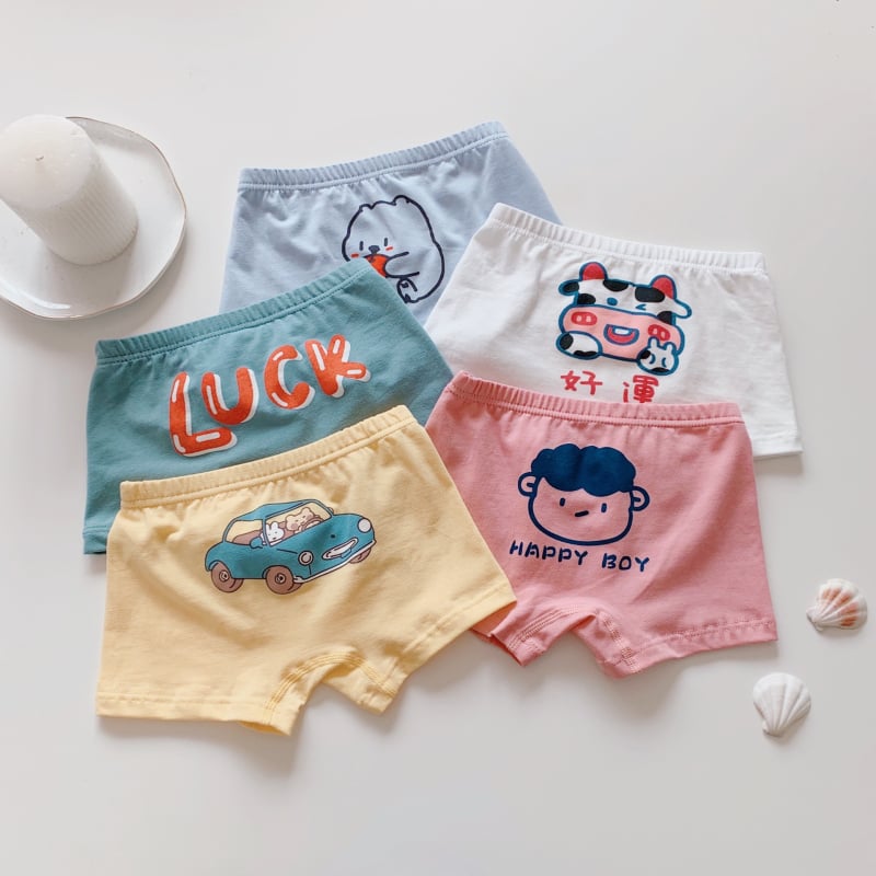 Chiloți pentru copii boxer din bumbac, 95% bumbac / 5% elastan, siguranță Clasa A, pentru băieți 3–8 ani (100–140 cm), 3D fără cusături, ambalare în cutie