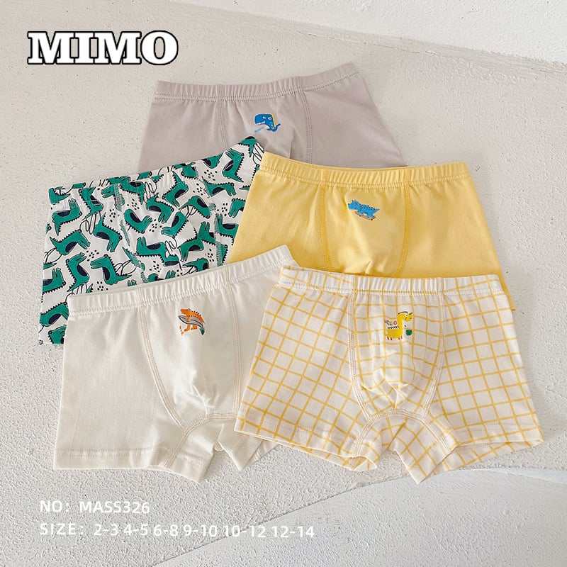 Chiloți pentru copii boxer din bumbac, 95% bumbac / 5% elastan, siguranță Clasa A, pentru băieți 3–8 ani (100–140 cm), 3D fără cusături, ambalare în cutie