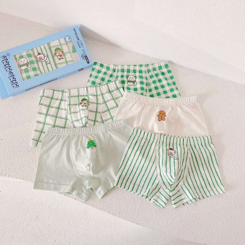 Chiloți pentru copii boxer din bumbac, 95% bumbac / 5% elastan, siguranță Clasa A, pentru băieți 3–8 ani (100–140 cm), 3D fără cusături, ambalare în cutie