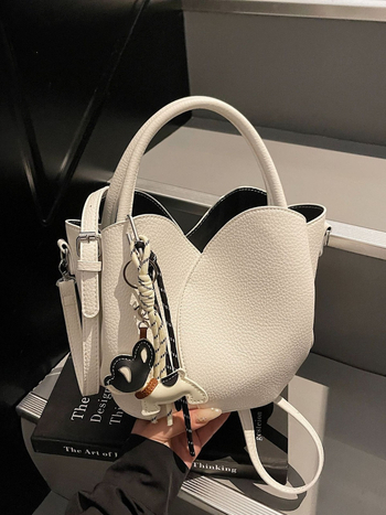 Geantă de damă tip bucket din PU, curea crossbody, închidere magnetică, căptușeală din piele sintetică, primăvara 2025