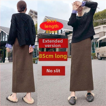 Sukňa z pletenej tkaniny, dlhá, bedrový strih, elastická, jar 2025