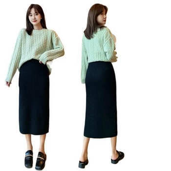 Sukňa z pletenej tkaniny, dlhá, bedrový strih, elastická, jar 2025