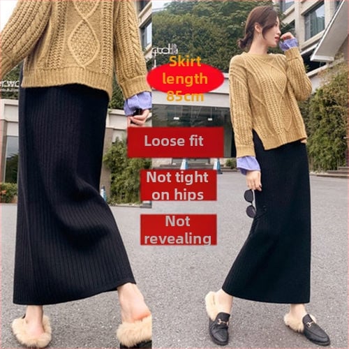 Sukňa z pletenej tkaniny, dlhá, bedrový strih, elastická, jar 2025