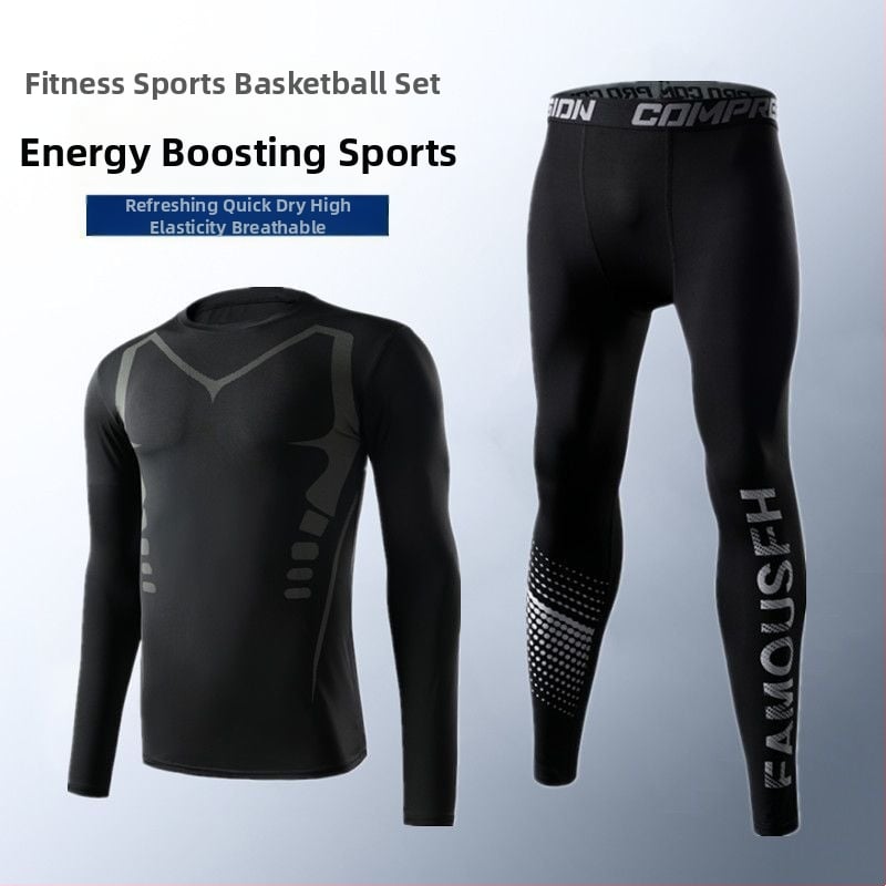 Ανδρικό σετ βάσης για τρέξιμο που στεγνώνει γρήγορα — κολάν υψηλής ελαστικότητας με απορρόφηση ιδρώτα, ύφασμα πολυεστέρα/βινυλόνη 91–95%