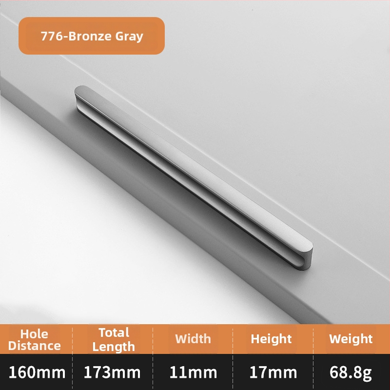 Λαβή πόρτας ντουλάπας σε σχήμα Ι, με επεκτεινόμενο κυκλικό άκρο, αντι-σύγκρουση, μοντέρνος ελαφρύς πολυτελής σχεδιασμός, κράμα αλουμινίου, χύτευση υπό πίεση, μοντέλο 776