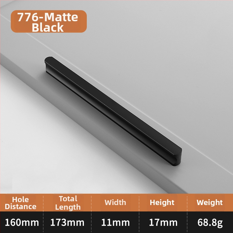 Λαβή πόρτας ντουλάπας σε σχήμα Ι, με επεκτεινόμενο κυκλικό άκρο, αντι-σύγκρουση, μοντέρνος ελαφρύς πολυτελής σχεδιασμός, κράμα αλουμινίου, χύτευση υπό πίεση, μοντέλο 776