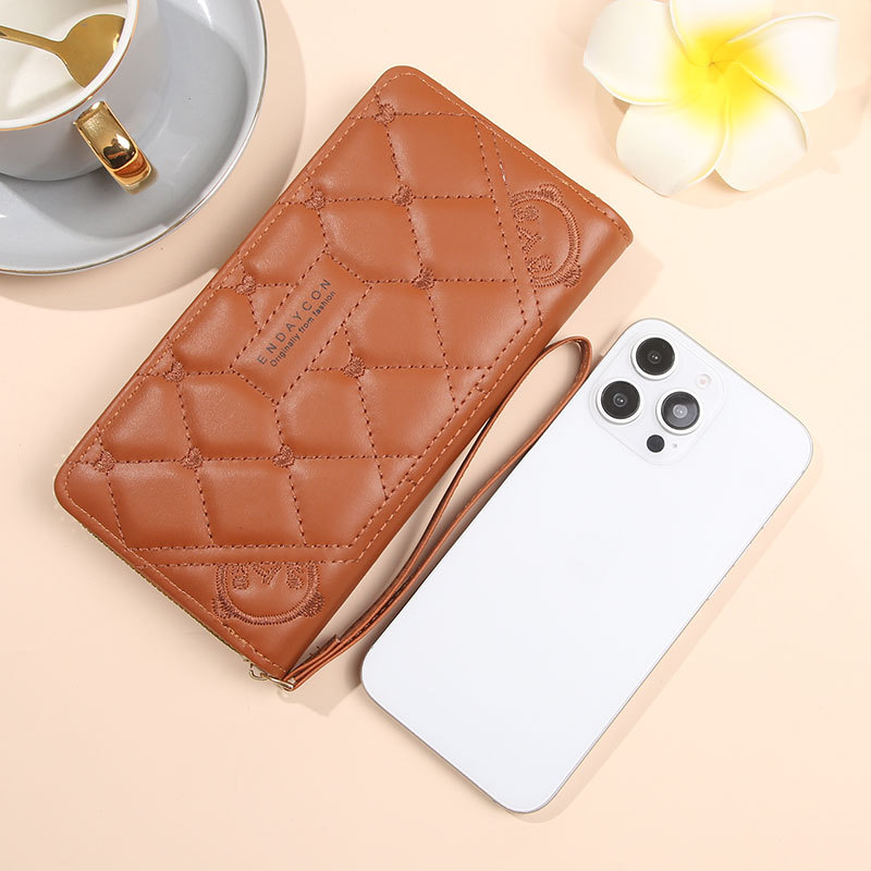 Ženska clutch novčanik s dugim zatvaračem, višenamjenski i velika kapaciteta za telefon; PVC vanjština, unutrašnjost sintetička koža; jednobojni uzorak; izdanje 2025; pogodan za svakodnevnu upotrebu.