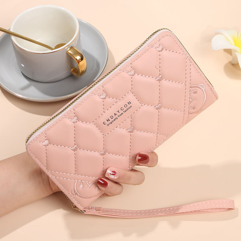 Ženska clutch novčanik s dugim zatvaračem, višenamjenski i velika kapaciteta za telefon; PVC vanjština, unutrašnjost sintetička koža; jednobojni uzorak; izdanje 2025; pogodan za svakodnevnu upotrebu.