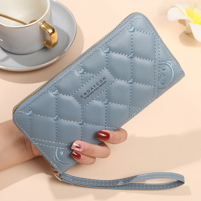 Ženska clutch novčanik s dugim zatvaračem, višenamjenski i velika kapaciteta za telefon; PVC vanjština, unutrašnjost sintetička koža; jednobojni uzorak; izdanje 2025; pogodan za svakodnevnu upotrebu.
