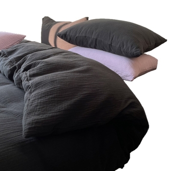 Set de lenjerie de pat din poliester, patru piese, în stil nordic, cu cearșaf cu elastic, husă de pilotă și față de pernă — culoare solidă