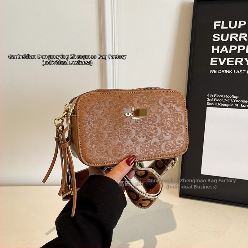 Kamera crossbody taška, PU materiál, vodorovný štvorcový tvar, zips, podšívka z polyesteru, jeden ramenný popruh