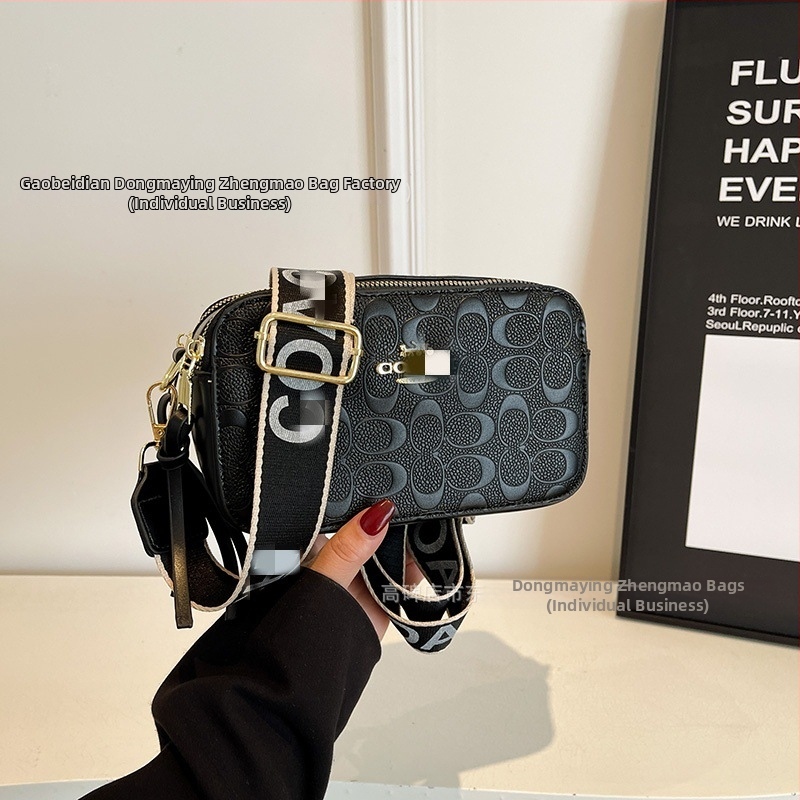 Kamera crossbody taška, PU materiál, vodorovný štvorcový tvar, zips, podšívka z polyesteru, jeden ramenný popruh