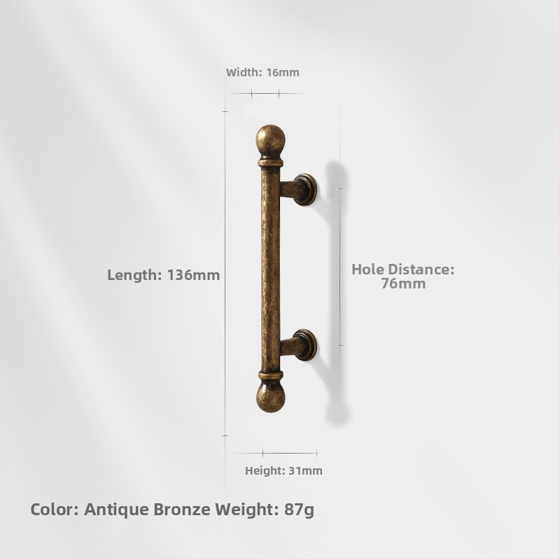 Λαβή πόρτας ντουλάπας από κράμμα ψευδαργύρου, βορειοευρωπαϊκό στυλ, γυαλισμένη και ηλεκτροπλατιωμένη