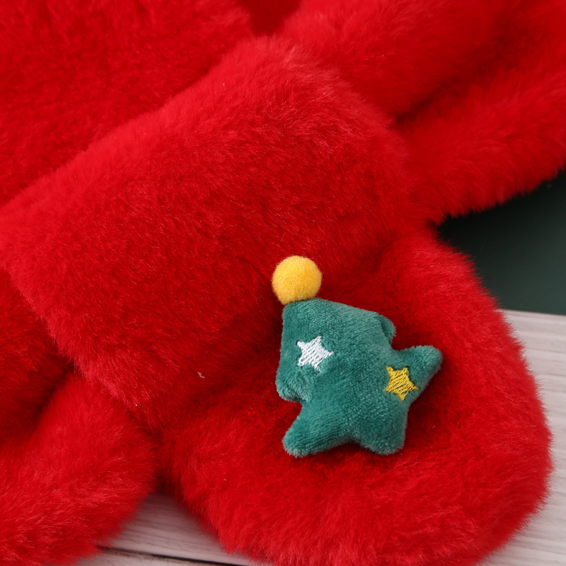 Σετ κασκόλ και γάντια για παιδιά από βελούδινο ύφασμα, unisex, χειμώνα, μονόχρωμο σχέδιο