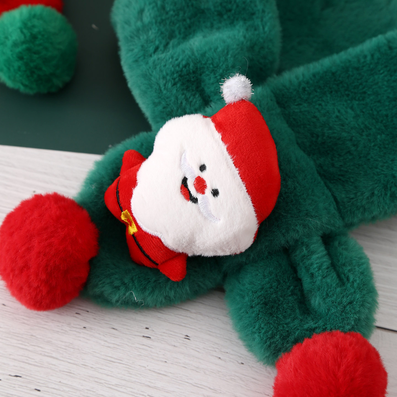 Σετ κασκόλ και γάντια για παιδιά από βελούδινο ύφασμα, unisex, χειμώνα, μονόχρωμο σχέδιο