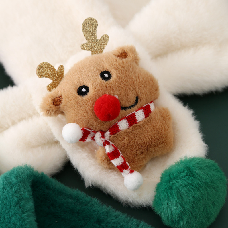 Σετ κασκόλ και γάντια για παιδιά από βελούδινο ύφασμα, unisex, χειμώνα, μονόχρωμο σχέδιο