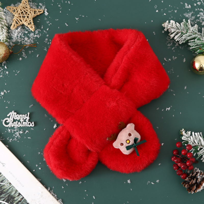 Σετ κασκόλ και γάντια για παιδιά από βελούδινο ύφασμα, unisex, χειμώνα, μονόχρωμο σχέδιο