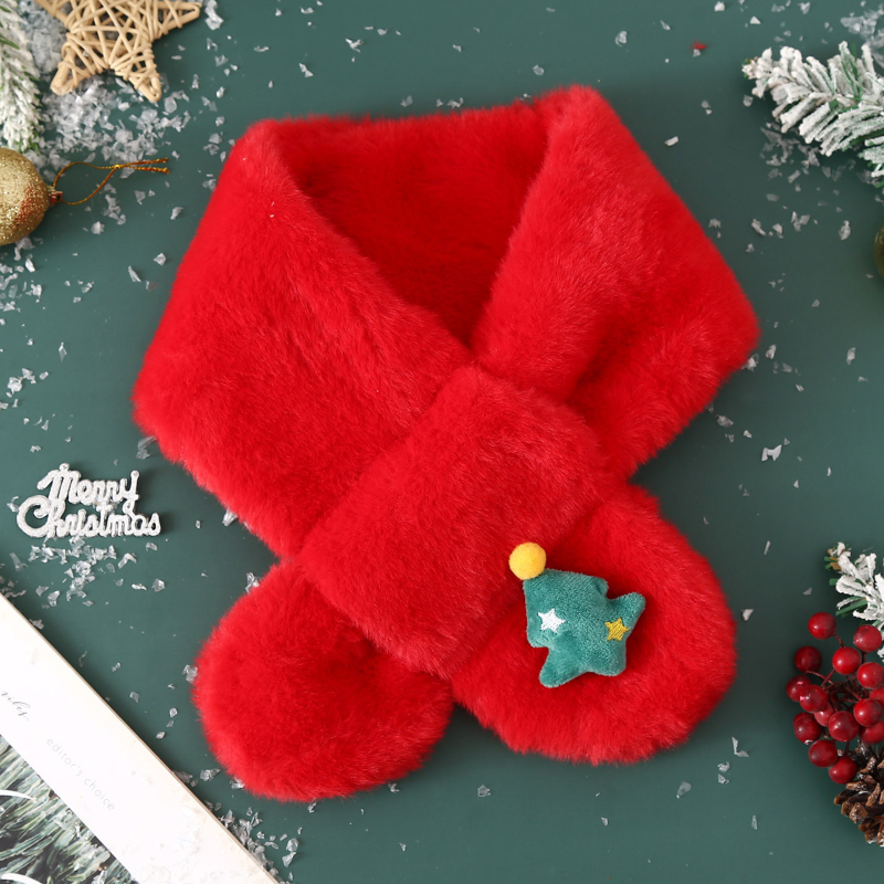 Σετ κασκόλ και γάντια για παιδιά από βελούδινο ύφασμα, unisex, χειμώνα, μονόχρωμο σχέδιο