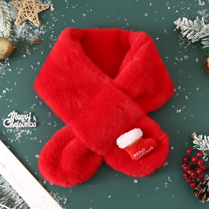 Σετ κασκόλ και γάντια για παιδιά από βελούδινο ύφασμα, unisex, χειμώνα, μονόχρωμο σχέδιο