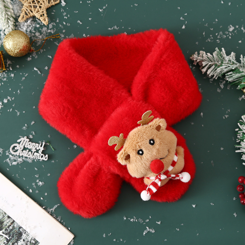 Σετ κασκόλ και γάντια για παιδιά από βελούδινο ύφασμα, unisex, χειμώνα, μονόχρωμο σχέδιο