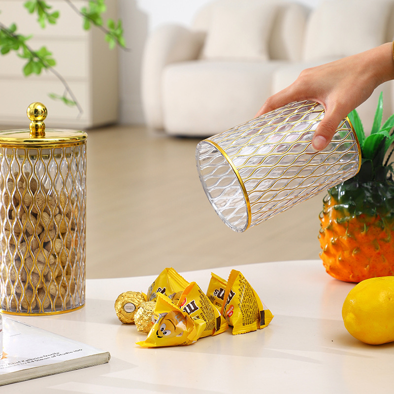 Прозрачен пластмасов съд за съхранение на зърнени култури с капак, кръгъл, обем 301–500 ml