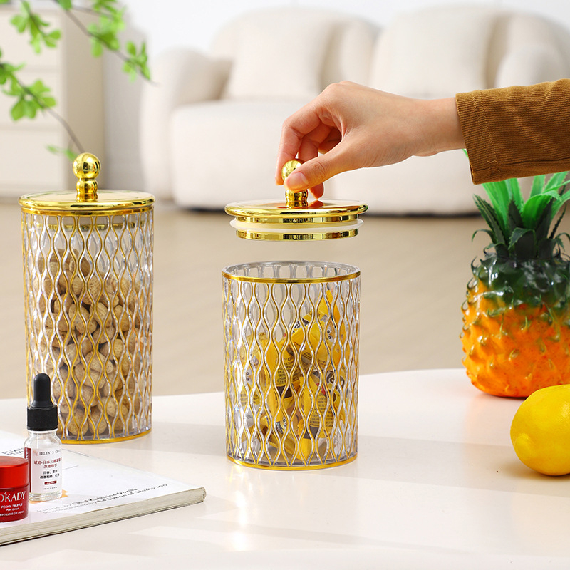 Прозрачен пластмасов съд за съхранение на зърнени култури с капак, кръгъл, обем 301–500 ml