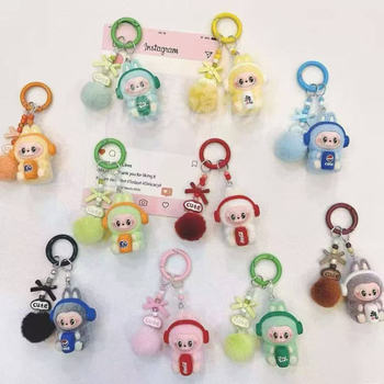 PVC flocking anyagú kulcstartó, rajzfilm-stílusú, személyes ajándék