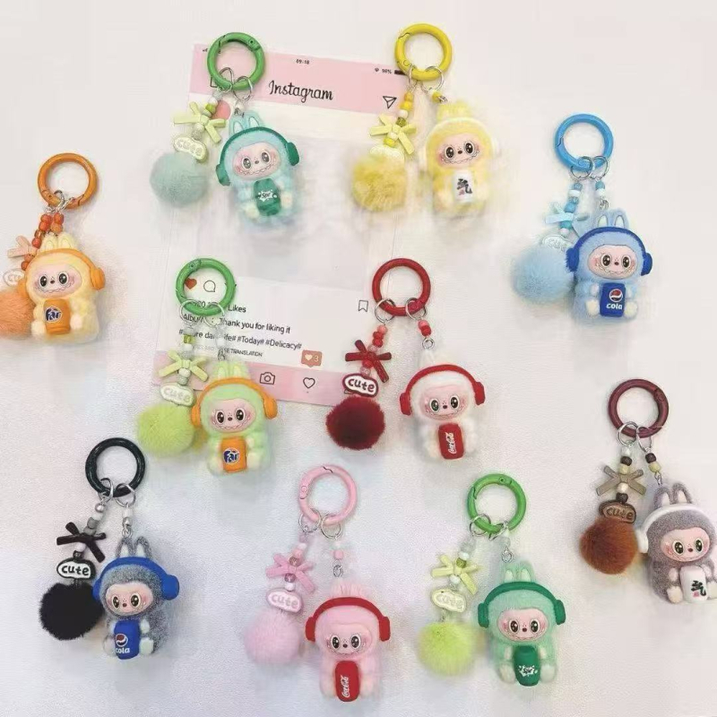 PVC flocking anyagú kulcstartó, rajzfilm-stílusú, személyes ajándék