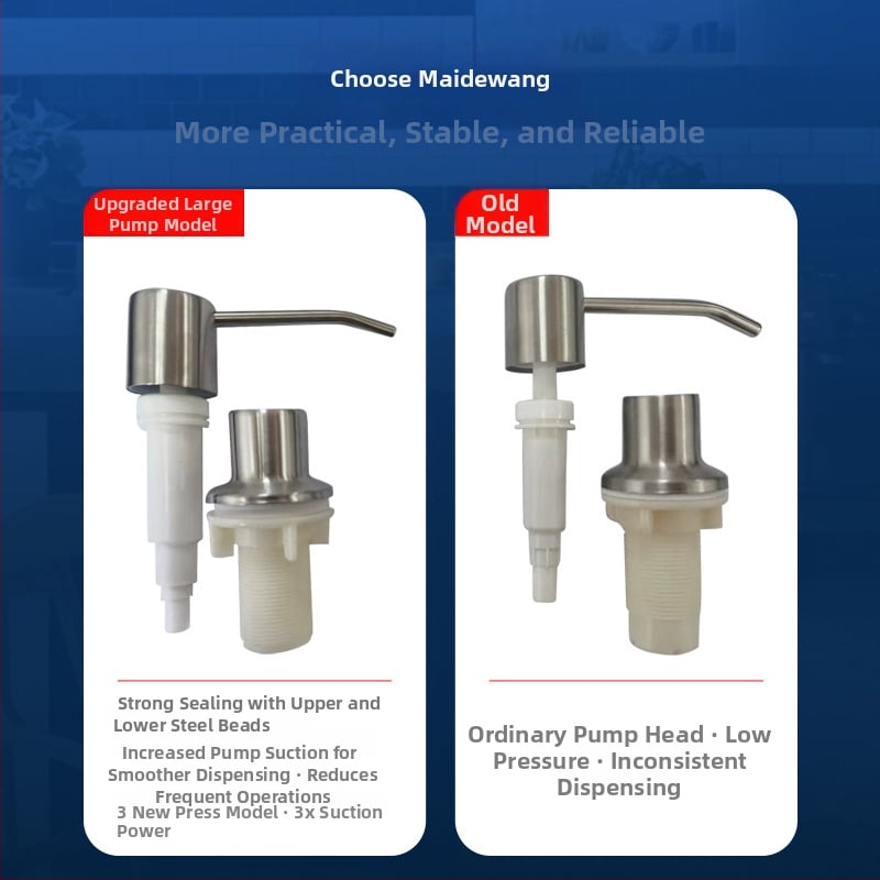 Кухненски дозатор за сапун с удължителна тръба — силикагел + неръждаема стомана, модел 29, глава на помпата от неръждаема стомана, модерен минималистичен стил