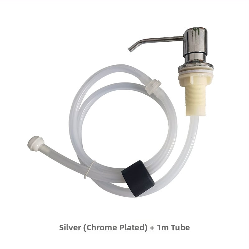 Кухненски дозатор за сапун с удължителна тръба — силикагел + неръждаема стомана, модел 29, глава на помпата от неръждаема стомана, модерен минималистичен стил