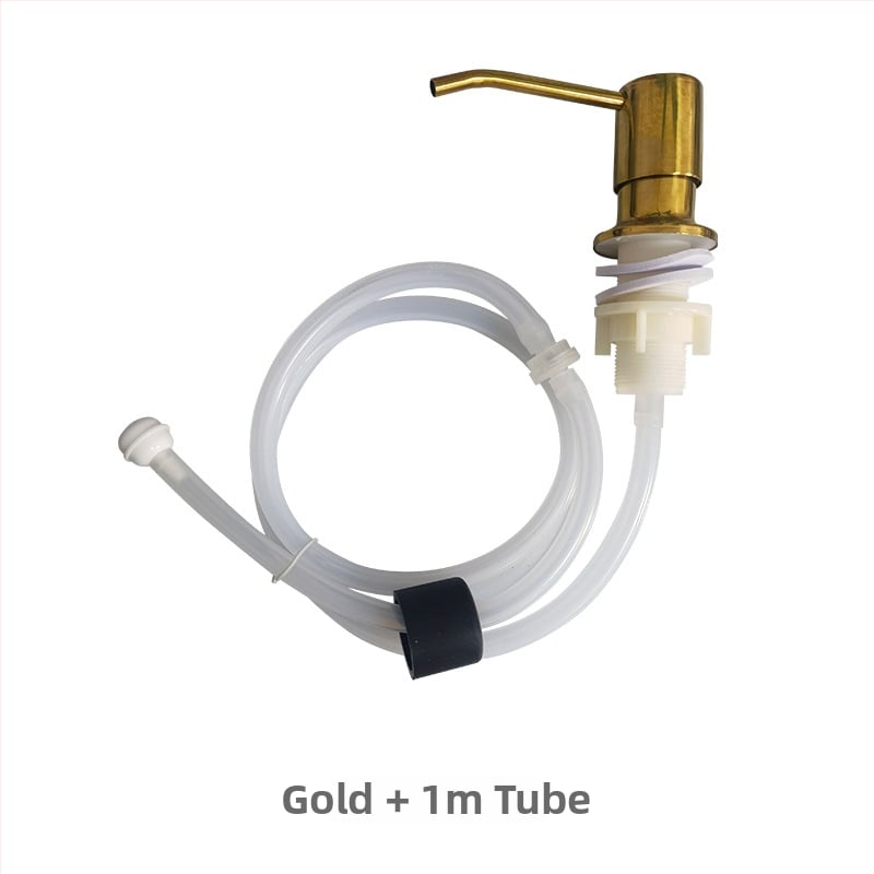 Кухненски дозатор за сапун с удължителна тръба — силикагел + неръждаема стомана, модел 29, глава на помпата от неръждаема стомана, модерен минималистичен стил