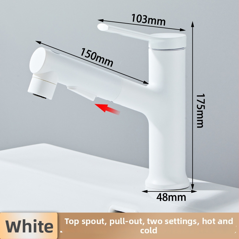Výsuvný drezový kohútik – meď, horúca/studená voda, keramický diskový ventil, priemer sedla 35 mm, max 120°C