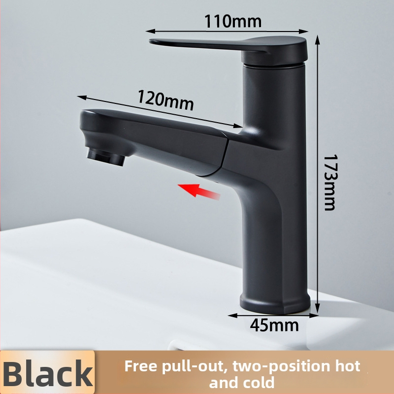 Výsuvný drezový kohútik – meď, horúca/studená voda, keramický diskový ventil, priemer sedla 35 mm, max 120°C