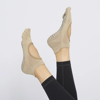 Peto-prstne joga čarape od pamuka, protuklizne, upijaju znoj, za žene, indoor pilates, 70–80% pamuka