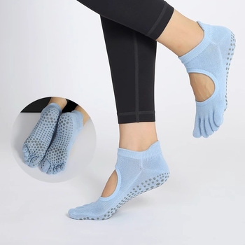 Peto-prstne joga čarape od pamuka, protuklizne, upijaju znoj, za žene, indoor pilates, 70–80% pamuka