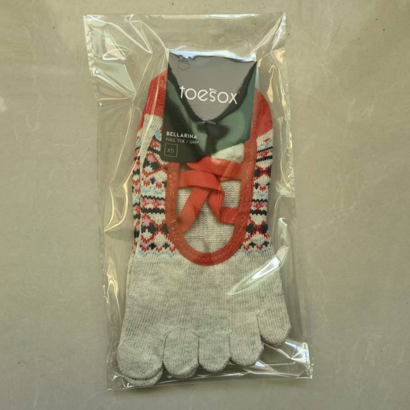 Toesox joga čarape za pilates, otvorena leđa, preklopne trake, mrežasti materijal, pet prstiju, protuklizne točkice, 70–80% pamuk