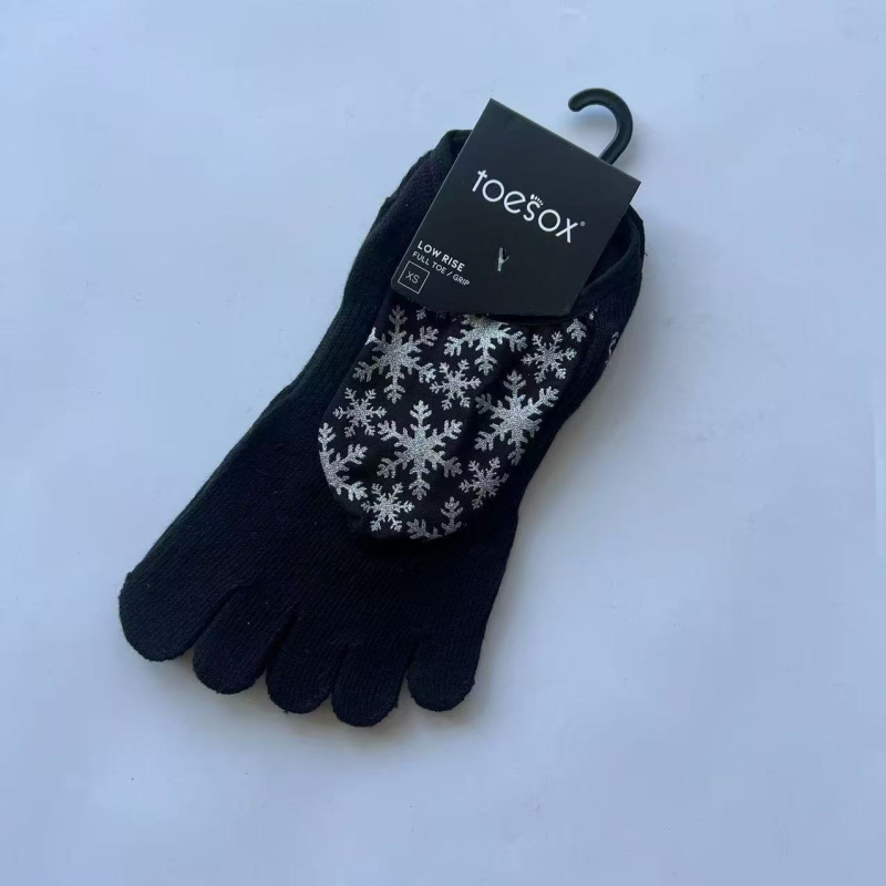 Toesox joga čarape za pilates, otvorena leđa, preklopne trake, mrežasti materijal, pet prstiju, protuklizne točkice, 70–80% pamuk