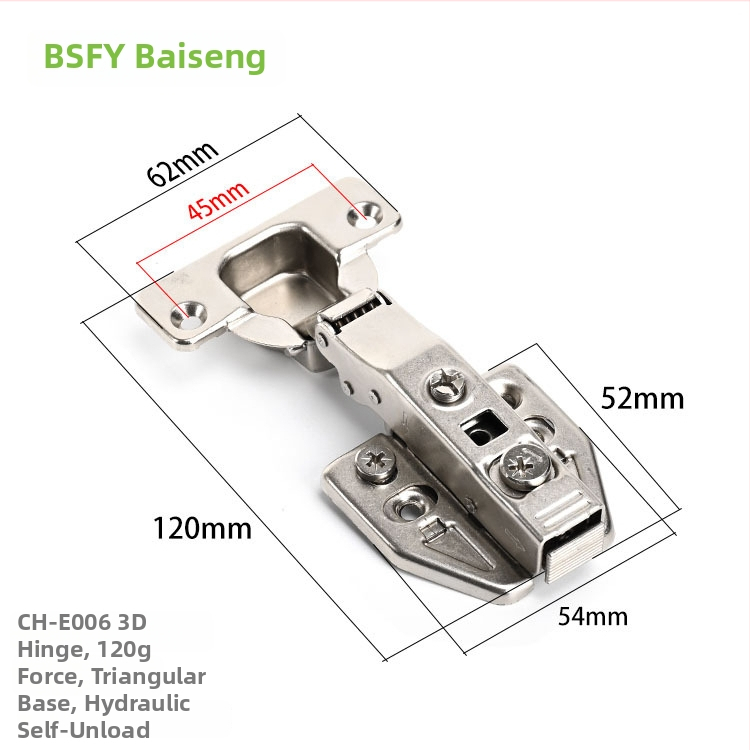 Ανοξείδωτος μεντεσές ντουλάπας με 3D αποσβεστικό μηχανισμό, αποσπώμενος, πάχος 3,5 mm, κατάλληλος για διάφορες πόρτες ντουλαπιών