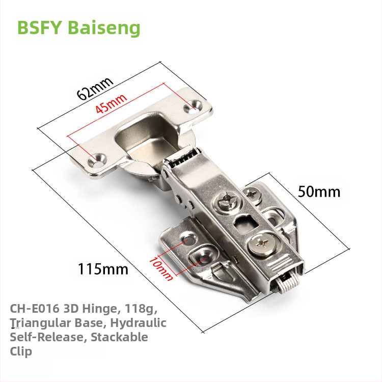 Ανοξείδωτος μεντεσές ντουλάπας με 3D αποσβεστικό μηχανισμό, αποσπώμενος, πάχος 3,5 mm, κατάλληλος για διάφορες πόρτες ντουλαπιών