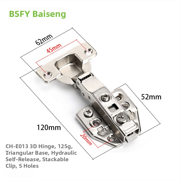 Ανοξείδωτος μεντεσές ντουλάπας με 3D αποσβεστικό μηχανισμό, αποσπώμενος, πάχος 3,5 mm, κατάλληλος για διάφορες πόρτες ντουλαπιών
