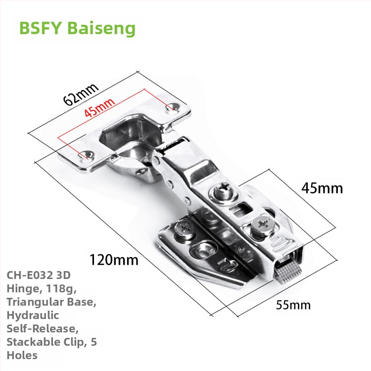 Ανοξείδωτος μεντεσές ντουλάπας με 3D αποσβεστικό μηχανισμό, αποσπώμενος, πάχος 3,5 mm, κατάλληλος για διάφορες πόρτες ντουλαπιών