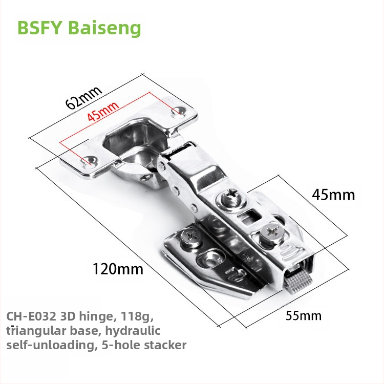 Ανοξείδωτος μεντεσές ντουλάπας με 3D αποσβεστικό μηχανισμό, αποσπώμενος, πάχος 3,5 mm, κατάλληλος για διάφορες πόρτες ντουλαπιών